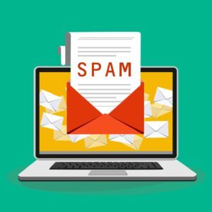 Spam Email Warning Window Appear On Laptop Screen. Concept of virus, piracy, hacking and security. Envelope with spam. Website banner of e-mail protection, anti-malware software. Flat vector. Spam Email Warning Window Appear On Laptop Screen. Concept of virus, piracy, hacking and security. Envelope with spam. Website banner of e-mail protection, anti-malware software. Flat vector.