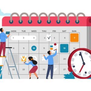 People planning concept. Entrepreneurship and calendar schedule planning. Vector business meeting and events organizing Contentkalender